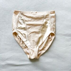 Vintage Flexees Soft Beige Satin Briefs Panties High Waisted - XL